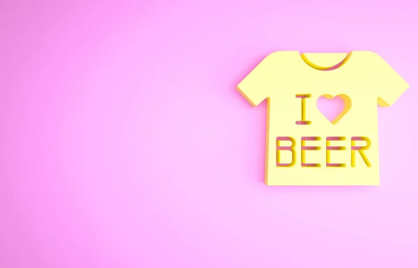 Yellow Beer Shirt Icon Isolated Pink Background Minimalism Concept Illustration — Stock Photo, Image