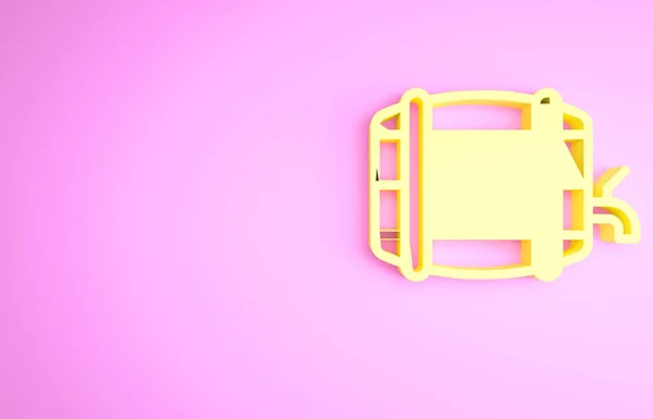 Ξύλινη Κίτρινη Κάννη Σχάρα Εικονίδιο Stopcock Που Απομονώνεται Ροζ Φόντο — Φωτογραφία Αρχείου