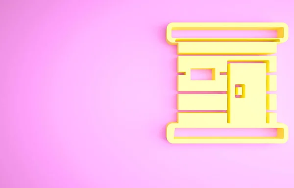 Yellow Sauna Wooden Bathhouse Icon Isolated Pink Background Heat Spa — Φωτογραφία Αρχείου