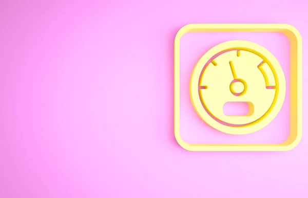 ピンクの背景に隔離された黄色のサウナ温度計アイコン サウナとバス設備 最小限の概念 3Dイラスト3Dレンダリング — ストック写真