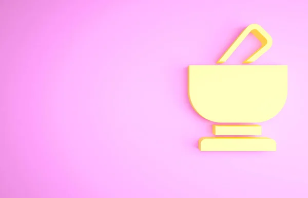 Жовтий Розчин Значок Шкідника Ізольовані Рожевому Фоні Концепція Мінімалізму Ілюстрація — стокове фото
