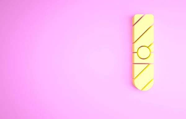 Żółta Ikona Cygara Izolowana Różowym Tle Koncepcja Minimalizmu Ilustracja Renderowania — Zdjęcie stockowe
