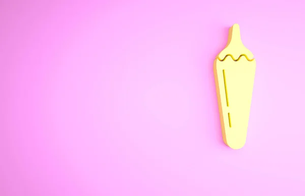 Желтый Горячий Перец Чили Стручок Значок Изолирован Розовом Фоне Дизайн — стоковое фото