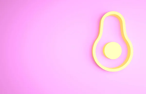 Gelbe Avocado Frucht Ikone Isoliert Auf Rosa Hintergrund Minimalismus Konzept — Stockfoto