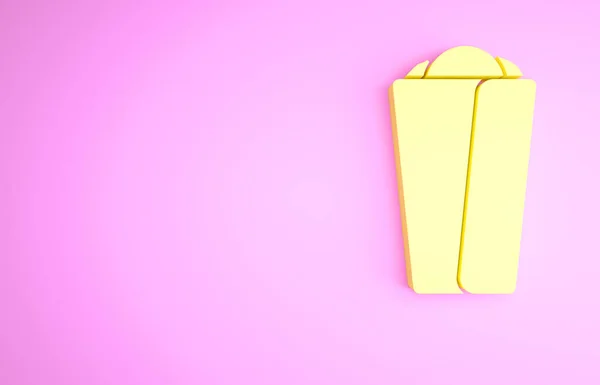 Sárga Burrito Ikon Elszigetelt Rózsaszín Háttérrel Hagyományos Mexikói Gyorsétterem Minimalizmus — Stock Fotó