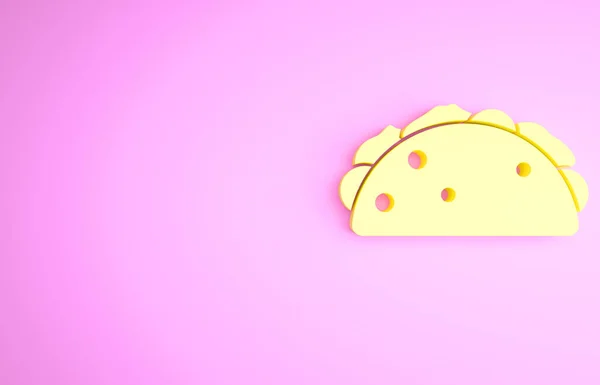 Κίτρινο Taco Εικονίδιο Τορτίγια Απομονώνονται Ροζ Φόντο Παραδοσιακό Μεξικάνικο Μενού — Φωτογραφία Αρχείου