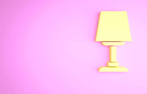 Gelbe Tischlampe Symbol Isoliert Auf Rosa Hintergrund Schreibtischlampe Vorhanden Minimalismus — Stockfoto