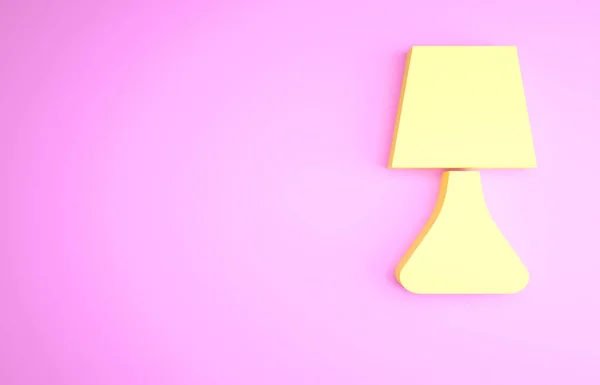 Ikona Żółtej Lampy Stołowej Izolowana Różowym Tle Lampa Biurkowa Koncepcja — Zdjęcie stockowe