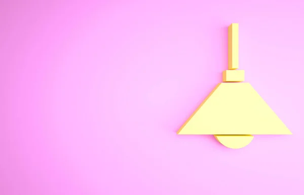Icono Colgante Lámpara Amarilla Aislado Sobre Fondo Rosa Lámpara Techo —  Fotos de Stock
