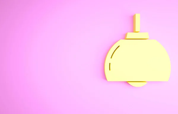 Ícone Lustre Amarelo Isolado Fundo Rosa Conceito Minimalismo Ilustração Render — Fotografia de Stock