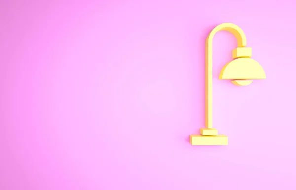 ピンクの背景に隔離された黄色のフロアランプアイコン 最小限の概念 3Dイラスト3Dレンダリング — ストック写真