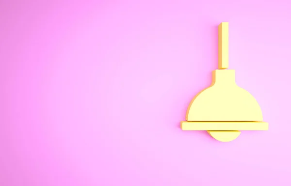 Ícone Suspensão Lâmpada Amarela Isolado Fundo Rosa Lâmpada Teto Lâmpada — Fotografia de Stock