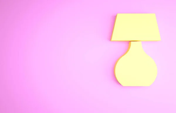 Yellow Table lamp icon isolated on pink background. Desk lamp. Minimalism concept. 3d illustration 3D render.