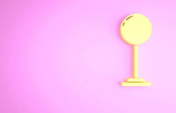 ピンクの背景に隔離された黄色のフロアランプアイコン 最小限の概念 3Dイラスト3Dレンダリング — ストック写真
