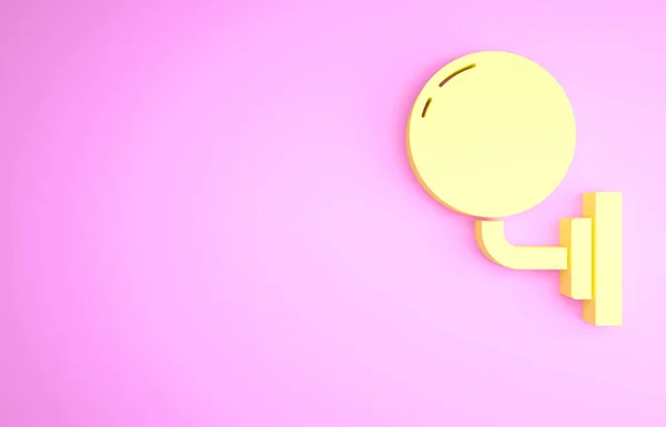 Жёлтая Стена Розовом Фоне Настенная Лампа Концепция Минимализма Рендеринг — стоковое фото