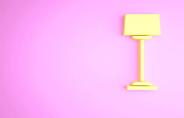 Sárga Padló Lámpa Ikon Elszigetelt Rózsaszín Háttér Minimalizmus Koncepció Illusztráció — Stock Fotó