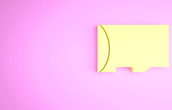 Yellow Micro Memory Card Icon Isolated Pink Background Minimalism Concept — Stock Photo, Image