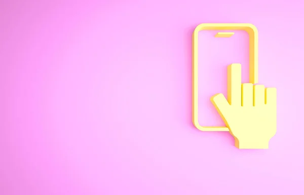 Yellow Phone Repair Service Icon Isolated Pink Background Adjusting Service — 图库照片