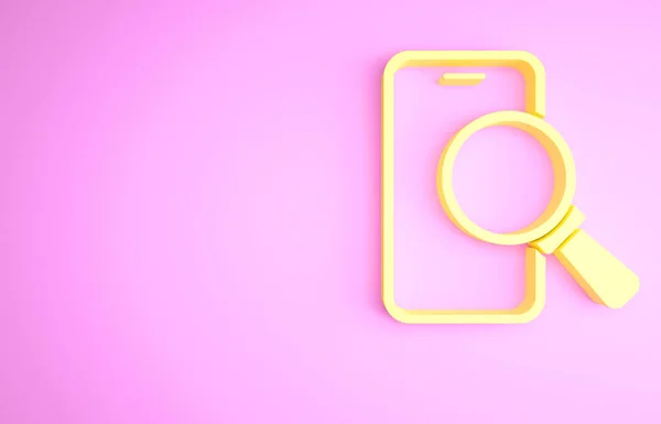 Gelbes Symbol Für Telefonreparaturdienste Auf Rosa Hintergrund Isoliert Anpassung Service — Stockfoto