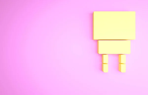 Желтый Зарядное Устройство Значок Изолирован Розовом Фоне Концепция Минимализма Рендеринг — стоковое фото