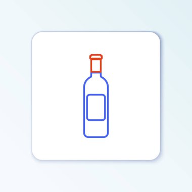 Beyaz arka planda izole edilmiş bir şişe şarap. Renkli taslak konsepti. Vektör