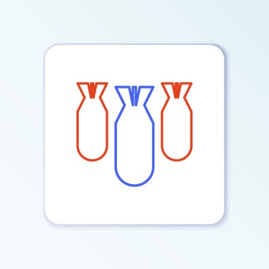 Line Aviation bomba ikonu beyaz arka planda izole edildi. Roket bombası düşüyor. Renkli taslak konsepti. Vektör