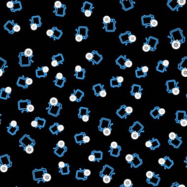 Çizgi televizyon ve vites simgesi siyah arkaplanda izole edilmiş. Televizyon hizmeti konsepti. Uygulama ayarlanıyor, seçenekler ayarlanıyor, bakım, onarım, onarım. Vektör