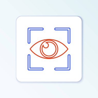 Çizgi Göz tarama simgesi beyaz arkaplanda izole edildi. Göz taraması yapılıyor. Güvenlik kontrol sembolü. Siber göz işareti. Renkli taslak konsepti. Vektör