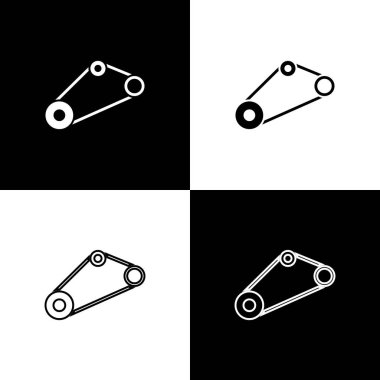 Zamanlama kemeri kipi simgesini siyah ve beyaz arkaplanda izole et. Vektör