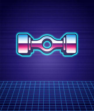 Retro stili Chassis araba ikonu, gelecekten izole edilmiş manzara arka planı. 80 'lerin moda partisi. Vektör