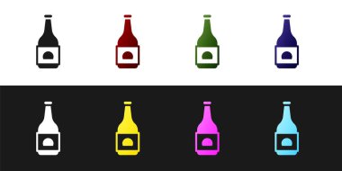 Bira şişesi simgesini siyah beyaz arkaplanda izole et. Vektör