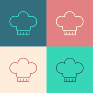 Pop Art Line Chef şapka simgesi renk arkaplanında izole edildi. Aşçılık sembolü. Aşçı şapkası. Vektör