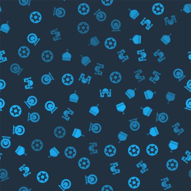 Davut 'un Yıldızı, Kilise Kulesi, Müslüman Camii ve hilal' i kusursuz desenlere göre ayarla. Vektör