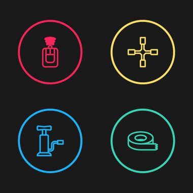 Otomobil pompası, seloteyp, uzaktan kumandalı İngiliz anahtarı ve anahtar ayarlayın. Vektör