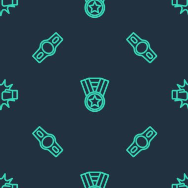 Hat madalyası, boks kemeri ve boks eldivenlerini kusursuz bir şekilde yerleştirin. Vektör