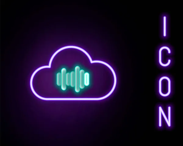 Gloeiende Neon Lijn Muziek Streaming Service Icoon Geïsoleerd Zwarte Achtergrond — Stockvector