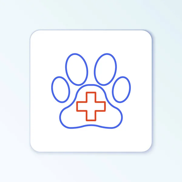 Linia Symbol Kliniki Weterynaryjnej Ikona Izolowana Białym Tle Krzyż Szpitalny — Wektor stockowy