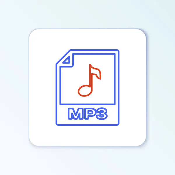 Line Mp3 File Document Download Mp3 Button Icon Isolated White — Stock Vector