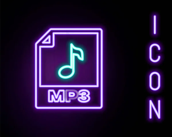 打开霓虹灯行Mp3文件 下载在黑色背景上隔离的Mp3按钮图标 Mp3音乐格式标志 Mp3文件符号 五彩缤纷的概念 — 图库矢量图片