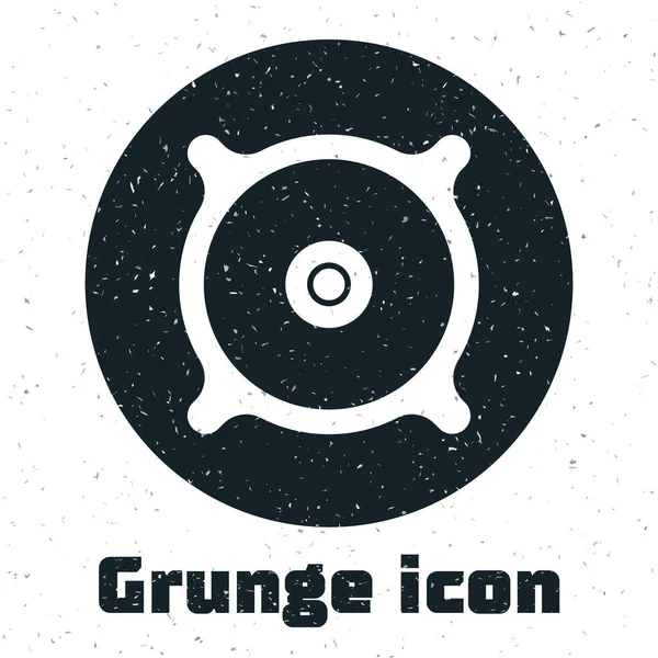 Grunge Car Lautsprechersymbol Isoliert Auf Weißem Hintergrund Monochrome Vintage Zeichnung — Stockvektor