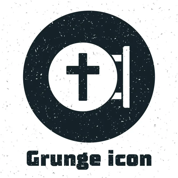 Grunge Christian Cross Icon Isolated White Background Church Cross Monochrome — Stock Vector