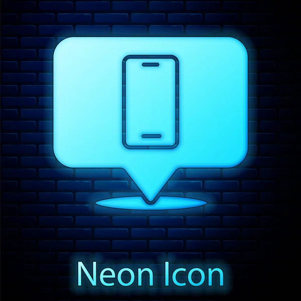 Glödande Neon Telefon Reparation Service Ikon Isolerad Tegel Vägg Bakgrund — Stock vektor
