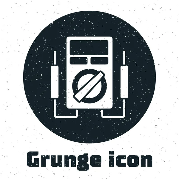 Grunge Ampere Mérő Multiméter Voltmérő Ikon Elszigetelt Fehér Háttérrel Elektromos — Stock Vector