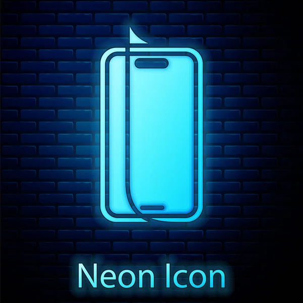 Protetor Tela Vidro Neon Brilhante Para Ícone Smartphone Isolado Fundo —  Vetores de Stock