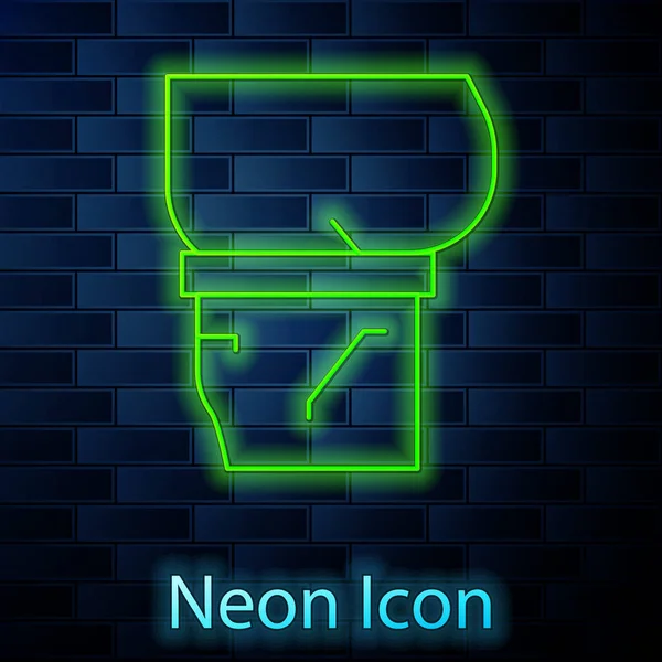 Glödande Neon Linje Magen Ikon Isolerad Tegel Vägg Bakgrund Vektor — Stock vektor