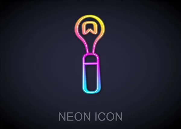 Glödande Neon Line Flasköppnare Ikon Isolerad Svart Bakgrund Vektor — Stock vektor