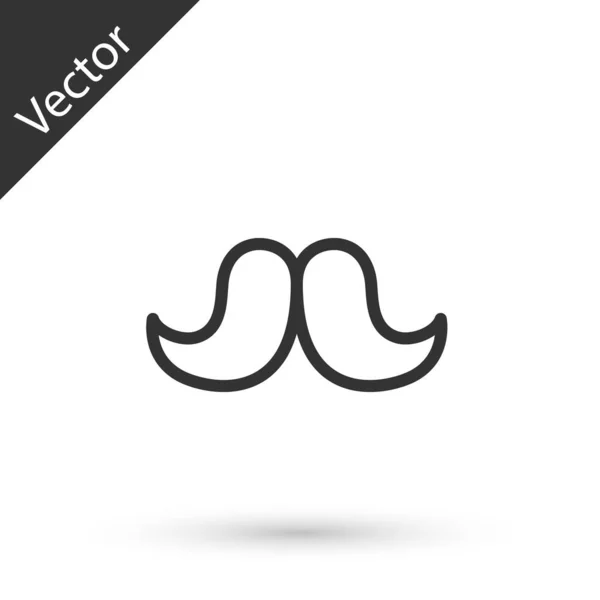 Linha Cinza Ícone Bigode Isolado Fundo Branco Símbolo Barbearia Estilo — Vetor de Stock