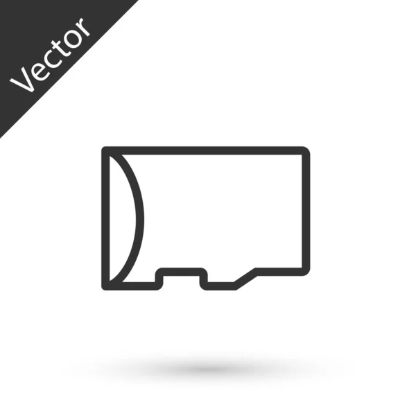 Szürke Vonal Micro Memóriakártya Ikon Elszigetelt Fehér Alapon Vektor — Stock Vector