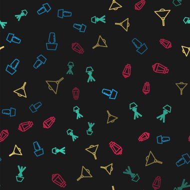 Çizgi masa lambası, zemin, lamba asılı ve bahçe ışığı pürüzsüz desende. Vektör