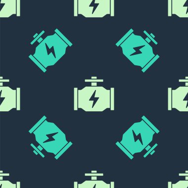 Yeşil ve bej rengi motor simgesi mavi arka planda izole edilmiş. Vektör